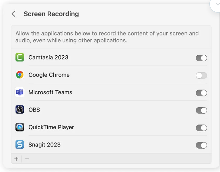 إيقاف تسجيل الشاشة لكل تطبيق في القائمة
