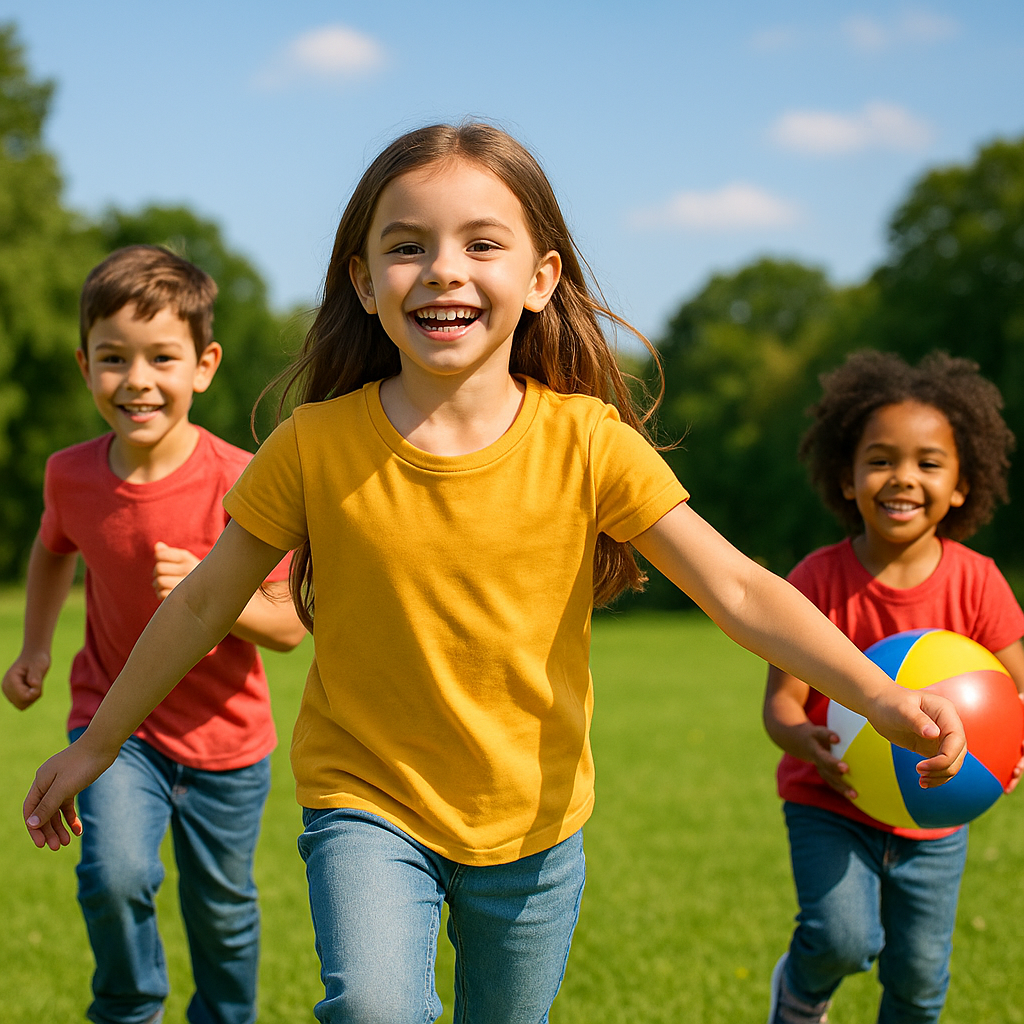 أطفال يلعبون بالهواء الطلق